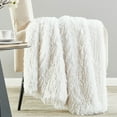thumbnail image 2 of JONIYEAR Decorative Oversized Thick Fluffy Feather Faux Fur Throw Blanket 60" x 71", Extra Soft Long Shaggy Fuzzy Blanket, Reversible Warm Elegant Furry Blanket for Gift Wedding Bed, Twin Size, White, 2 of 10