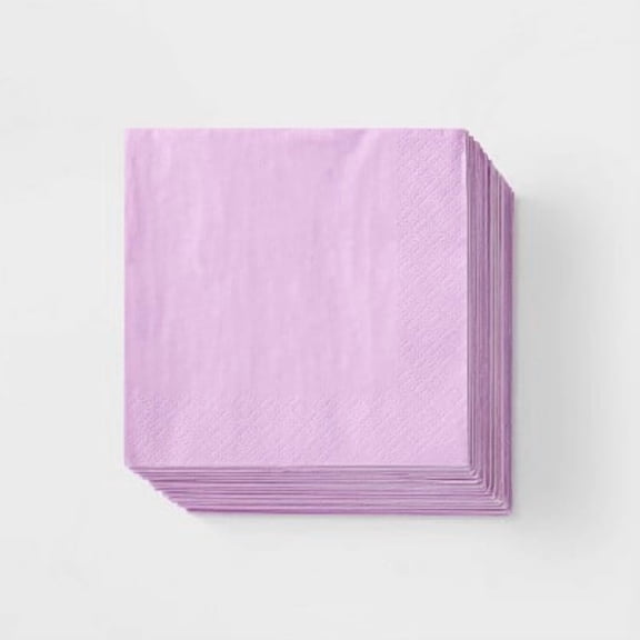 30ct Beverage Napkins Light Purple - Spritz