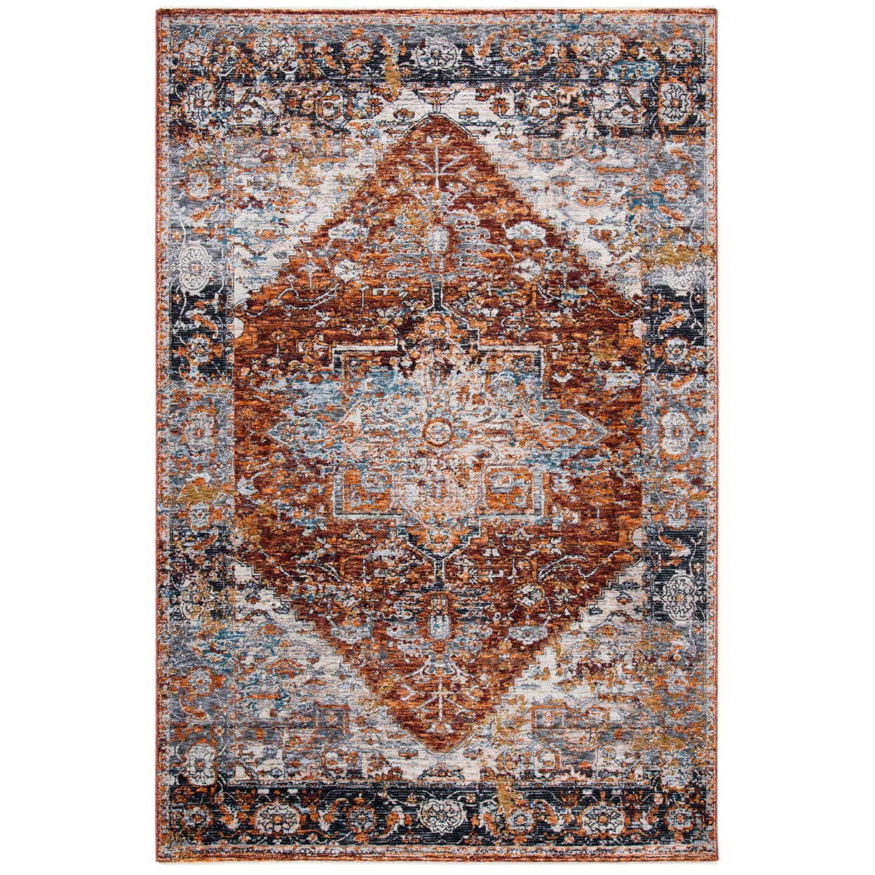 SAFAVIEH Limitee Abigail Medallion Runner Rug, Beige/Rust, 2' x 10'