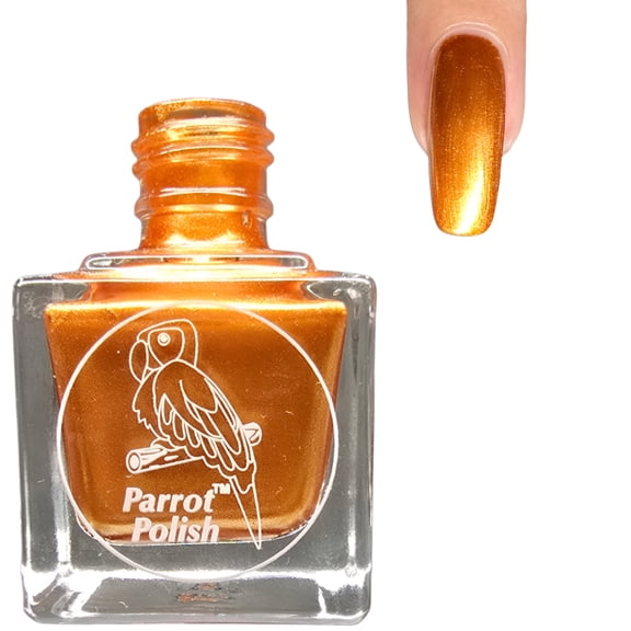 Parrot Polish Shimmer Nail Polish, Quick Dry Metallic Orange Fingernail Lacquer, Long Lasting Chrome Nail Enamel, Utah Fall, 0.5 Fl Oz