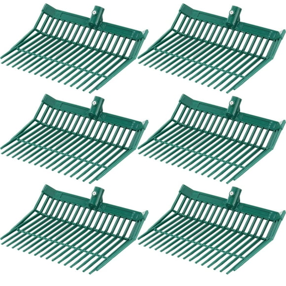 WILLBOND 6 Pcs Manure Fork Head 18 Tines Pitch Fork Head with Screws and Nuts Durable Stable ABS Plastic Fork Replacement Head Pitchforks for Gardeni
