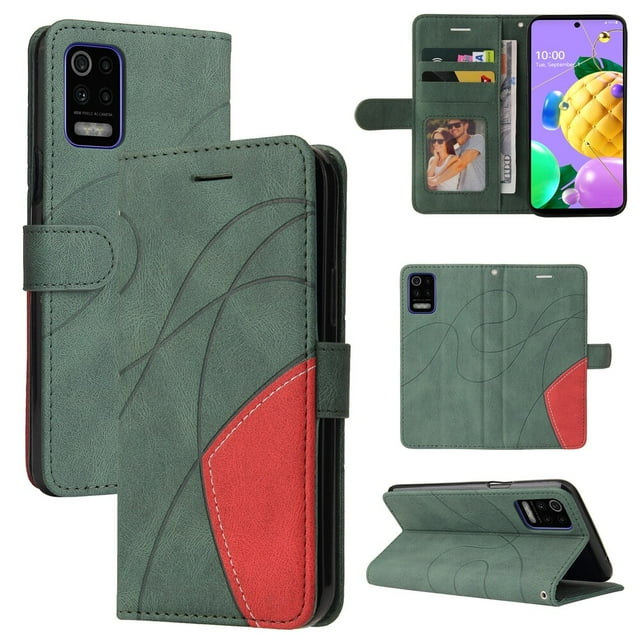 Étui pour LG K52/K62 Portefeuille en Cuir Flip Folio Support Vue Couverture - Vert