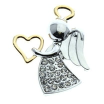 Gold & Silver Guardian Angel Pin - Love Angel Brooch Pin