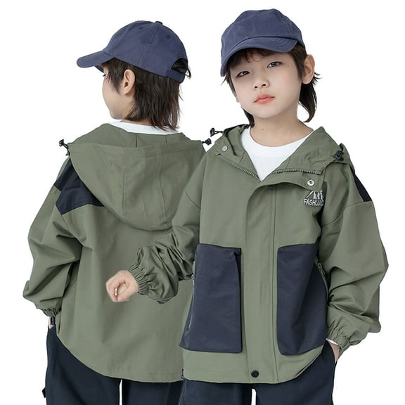 Godderr Kids Toddler Boys Rain Jacket Hooded Lightweight Casual Outerwear Baby Waterproof Lined Raincoat Fashion Windbreakers Dust Coat 1-10T