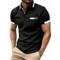 thumbnail image 1 of Birdeem Chemises pour Hommes T-Shirt Décontracté Couleur Unie Col Rabattu Manches Courtes Hauts Blouse, 1 of 10