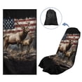 thumbnail image 5 of Xixirimido Vintage American Flag Elks Print Gym Car Seat Cover Towel – Sweatproof Protector for Post-Workout – Large Universal Front Seat Mat Non-Slip for Cars, Trucks, SUVs, 2 Pack, 5 of 8