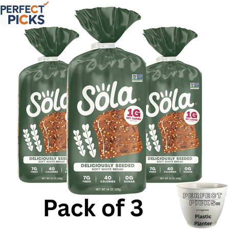 Sola Deliciously Seeded Bread, Soft White Bread, Non-GMO, 14 oz Loaf, Regular, Shelf-Stable ( 3 Pack )