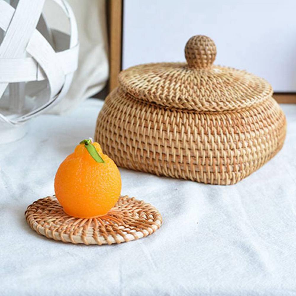 Handwoven Rattan Coasters, Table Woven Trivet for Hot Dishes Plates Cup as A Gift for Family Friends Colleague Housewarming Birthday Christmas Holiday Party - image 3 of 7