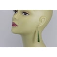 thumbnail image 4 of 14k Yellow Gold Nephrite Jade Earrings Green Long Skinny Shape 2.6 inches Long Angled Drops Spyglass Designs for Adults, 4 of 5