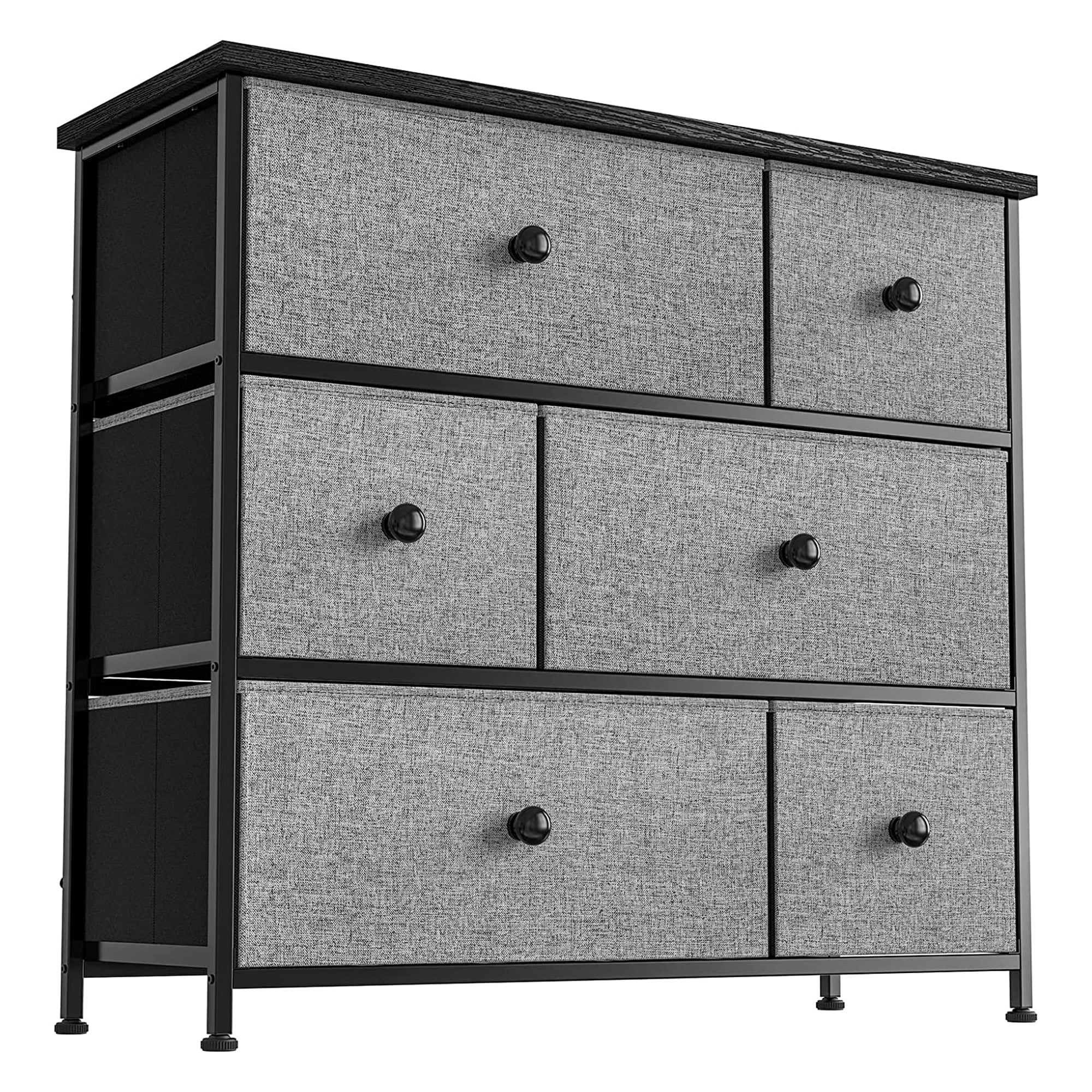 REAHOME 6 Drawer Dresser Organization Unit with Steel Frame, Light Grey