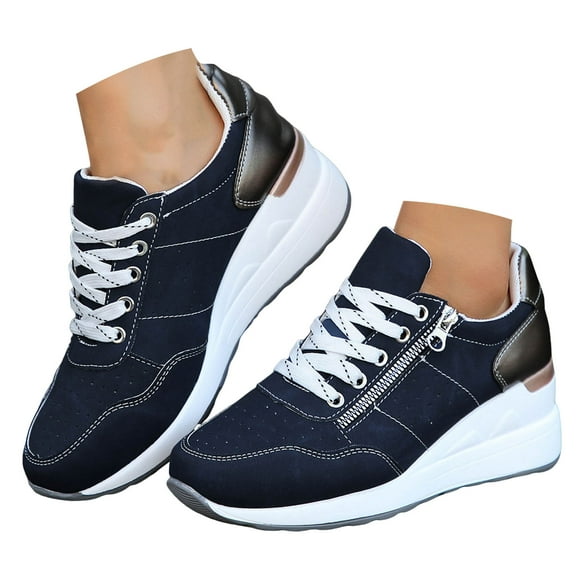 Mepaouo Wedge Sneakers for Women High Heel Platform Walking Shoes Thick Sole Running Tennis Shoes
