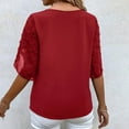 thumbnail image 5 of YYDGH Women's Swiss Dot Petal Short Sleeve T-Shirts Crew Neck Solid Color Casual Loose Tops Blouses Red XXL, 5 of 8