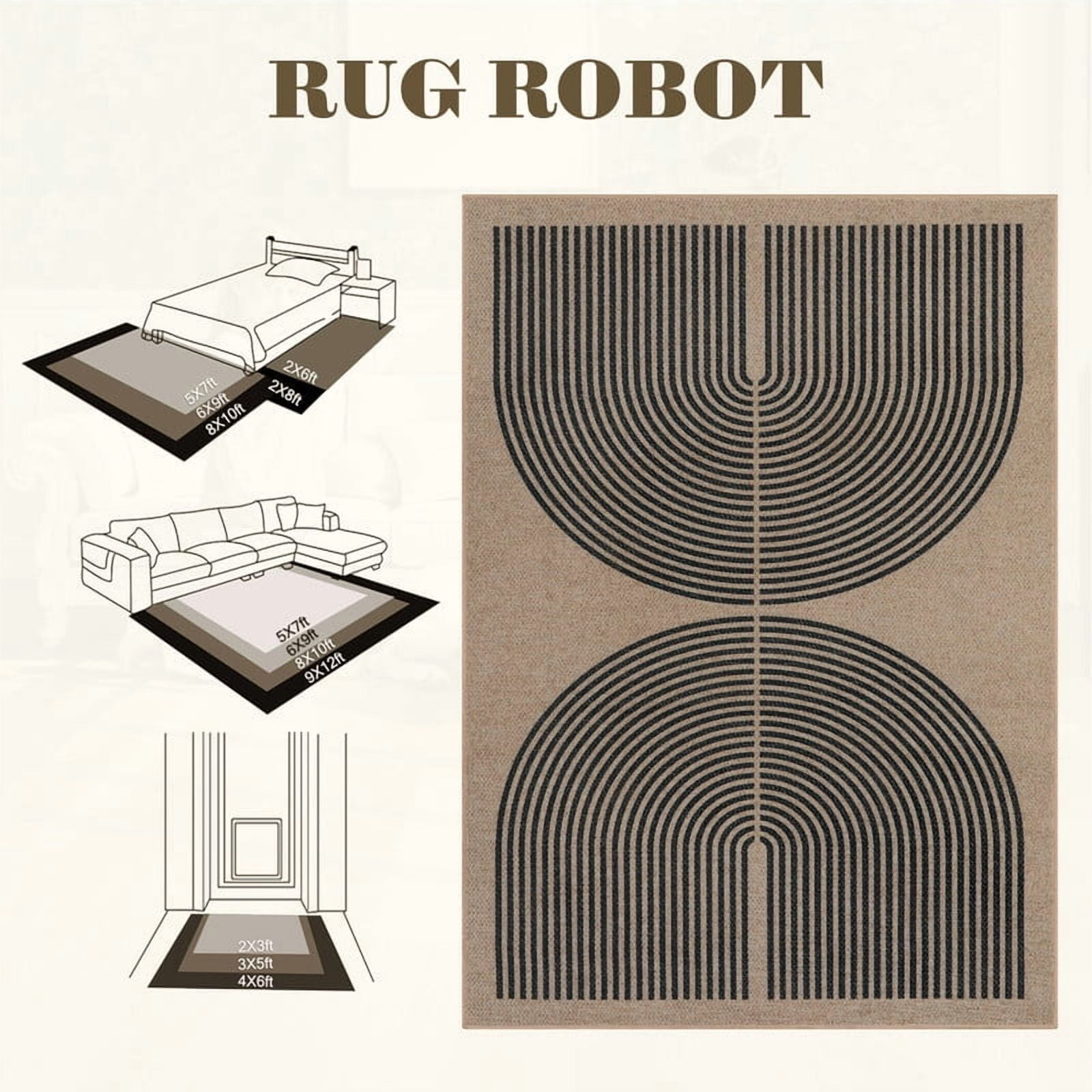 RUG ROBOT Modern Rainbow 2'x3' Rugs for Entryway, Washable Easy Jute Indoor Outdoor Rug, Non Slip Farmhouse Small Front Door Mat for Kitchen Bathroom Living Room Patio