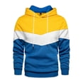 thumbnail image 1 of Sudadera con capucha de forro polar para hombre, estilo informal, con cordón ajustable en color contrastante y bolsillo tipo canguro., 1 of 5
