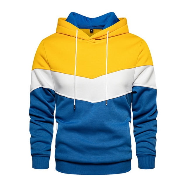Sudadera con capucha de forro polar para hombre, estilo informal, con cordón ajustable en color contrastante y bolsillo tipo canguro.