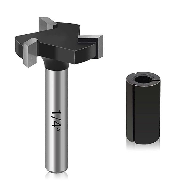 Spade Overlay Cutter, 1/4" Shank 1" Cutting Diameter Dado and Planer Cutter Spade Cutter with Removable Insert, Carbide Slab Flattening Bit for Woodwo