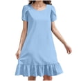 thumbnail image 1 of Liquidation d'Été 2025! Robe Grande Taille pour Femmes, Robe d'Été en Solde pour Femmes, Robe Longue en Coton et Lin avec Ourlet à Volants, 1 of 5