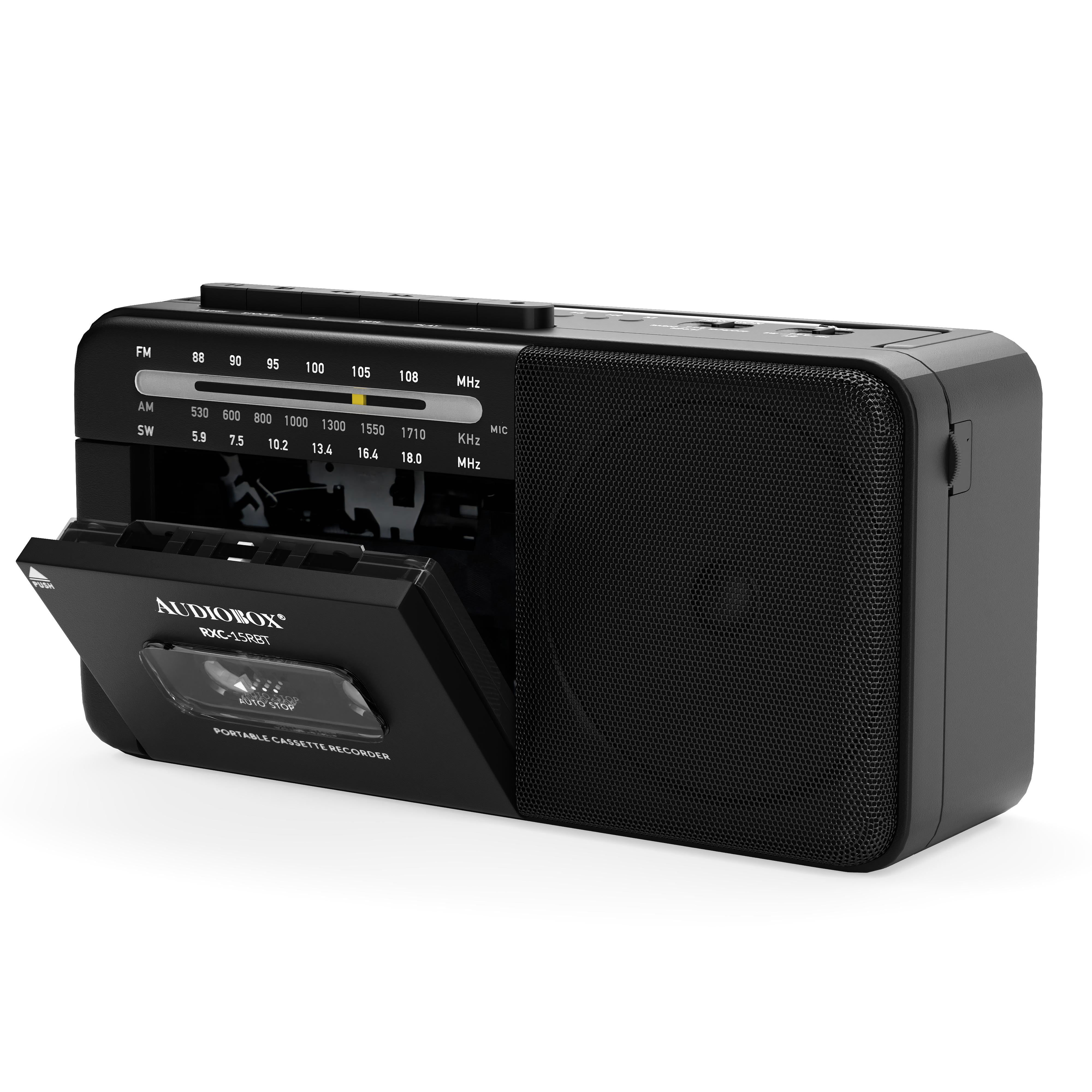 Audiobox RXC-15RBT Retro Rechargeable Bluetooth Radio and Cassette Player - Black