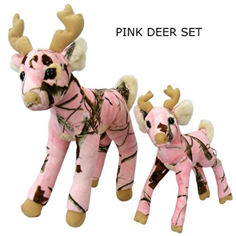 Pink Camo Realtree Deer Set of 10 and 18 Inch Animal Camouflage Stuffed... 