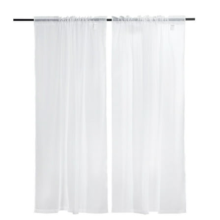 White Sheer Window Curtains 42 W x 84 L, 2 Panels, Rod Pocket, Semi-Sheer Polyester