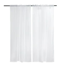White Sheer Window Curtains 42 W x 84 L, 2 Panels, Rod Pocket, Semi-Sheer Polyester