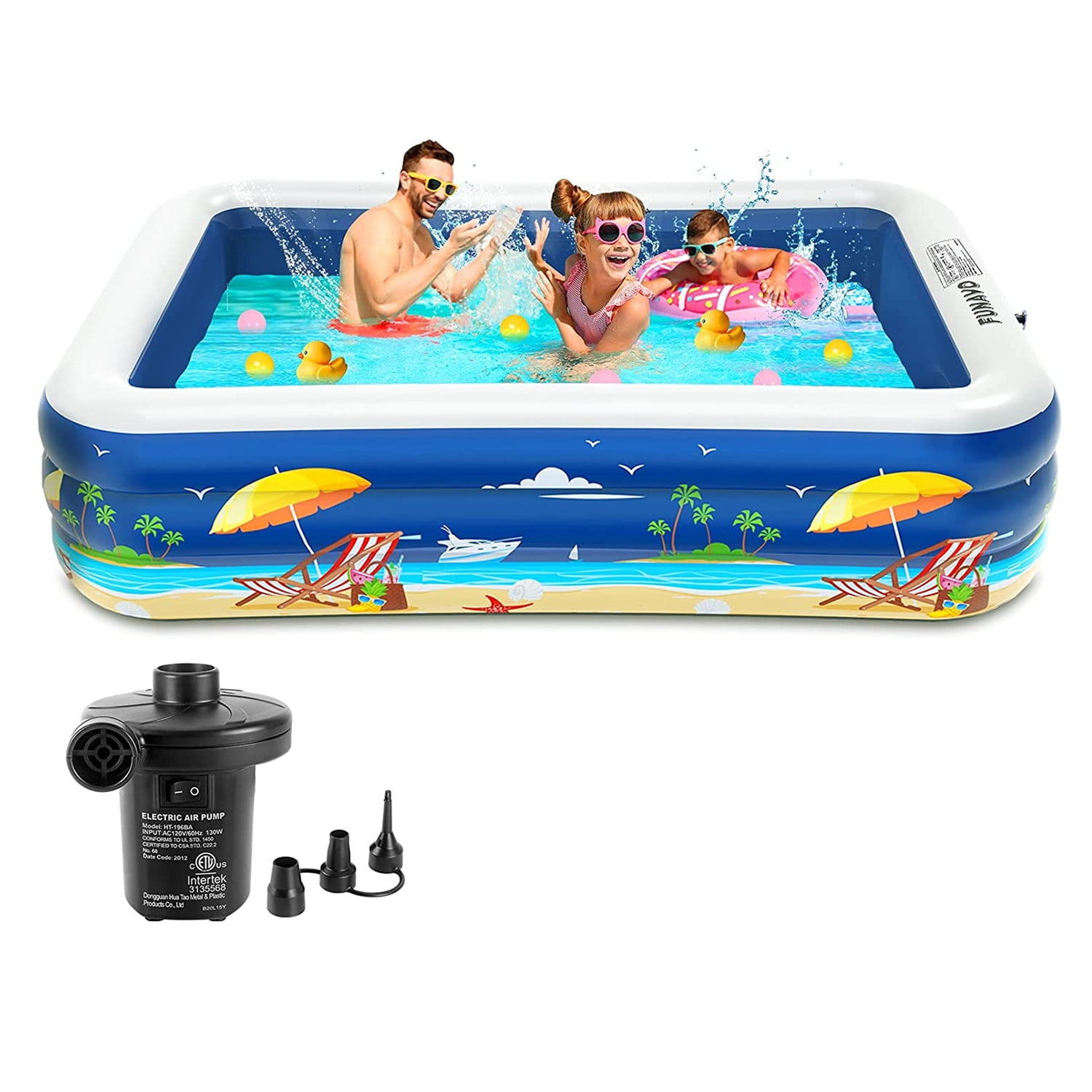 Swim Center Family Inflatable Pool for Adults ＆ Kids Wear-Resistant Thickened Swimming Pool 71 X 52 X 18 