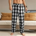thumbnail image 5 of HKYNLAG Men's Soft Plaid Pajama Lounge Sleep Pant Elastic Waist Drawstring Baggy Plaid Pj Pants Comfy Loungewear Trousers with Pocket Black XL, 5 of 6