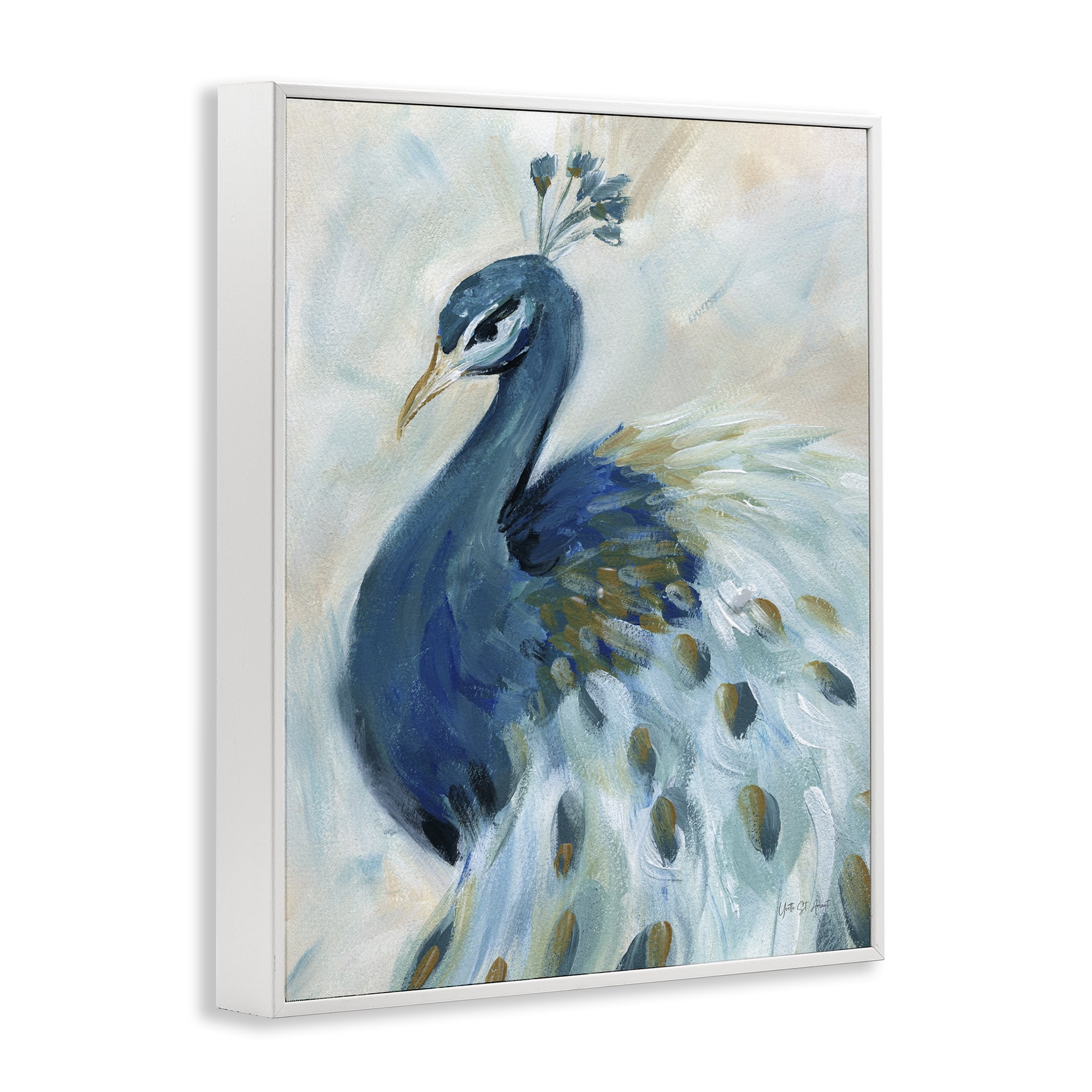 Stupell Industries Elegant Blue Peacock Animals & Insects Painting White Framed Art Print Wall Art, 24 x 30