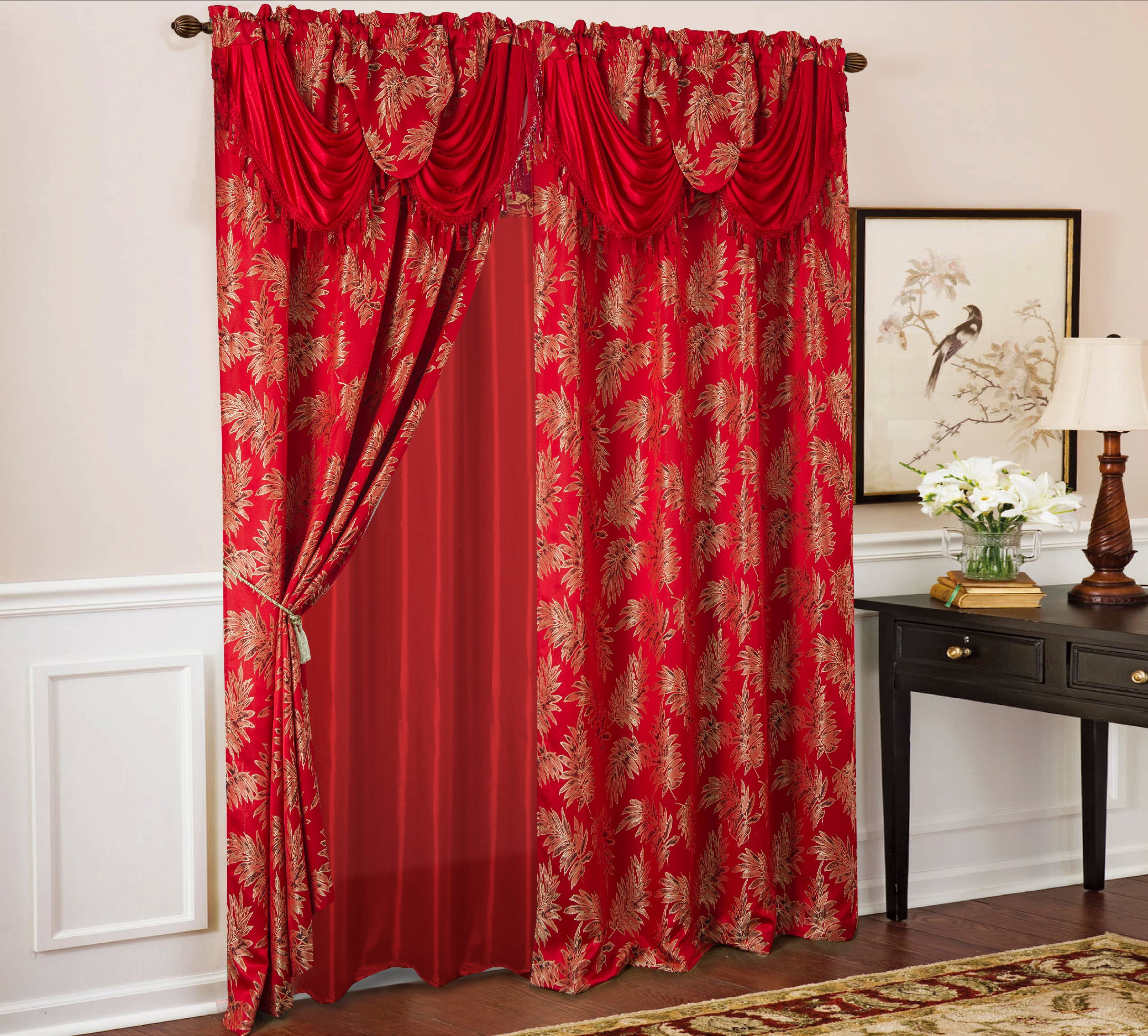 RT Designers Collection Palm Floral Textured Jacquard 84 in. Single Rod
