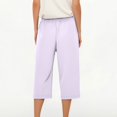 thumbnail image 4 of Wutalume Women's Casual Cotton Linen Drawstring Elastic Waist Straight Leg Capri Pants with Pockets Summer Beach,Purple M, 4 of 7