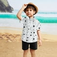 thumbnail image 2 of Huesdet Baby Boy's and Toddler Poplin Short Sleeve Button Up Shirt(White,6-12 Months), 2 of 5