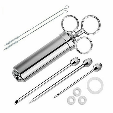 

Stainless Steel 3 Needle Meat Injector Marinade Syringe Turkey Cooking BBQ Tools