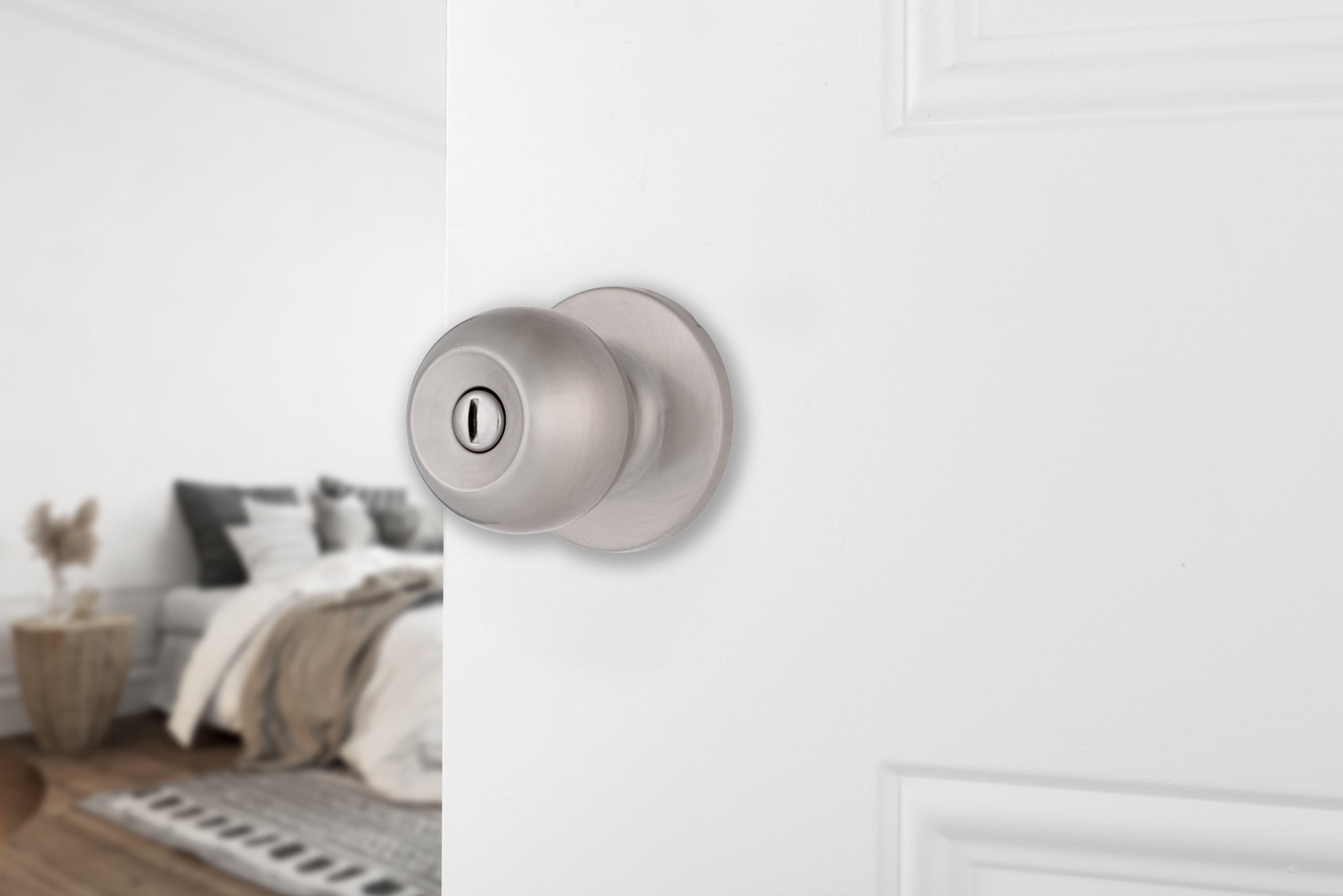 BRINKS  Transitional Privacy Locking Interior Ball Door Knob, Matte Black - Designed for Traditional and Transitional Homes and Blends Seamlessly with Interior Dcor E2435-122