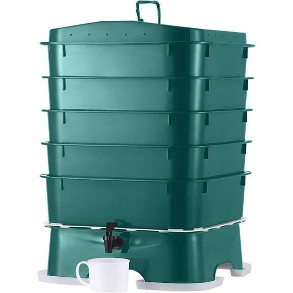 VermiTek 80 oz Green Plastic Worm Farm Composting Bin