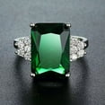 thumbnail image 4 of EOEMY 5Ct Square Cut Green Zircon Ring Band 925 Silver Women'S Wedding Ring Size 6-10, 4 of 5