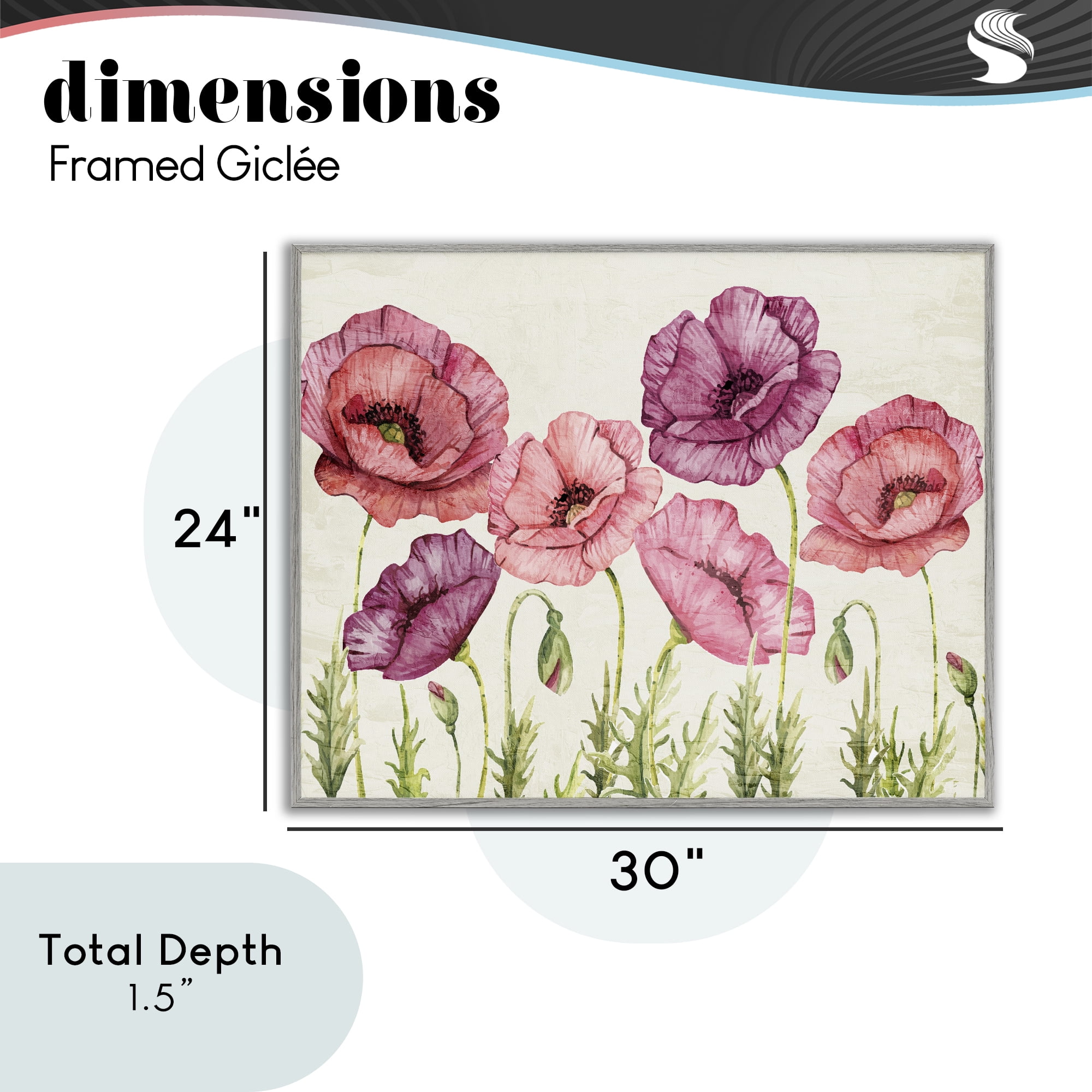 Stupell Industries Poppy Days Vintage Blooms Gray Framed Giclee Art, design by Kim Allen