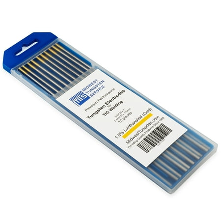 

TIG Welding Tungsten Electrodes 1.5% Lanthanated 3/32 x 7 (Gold WL15) 10-Pack
