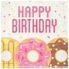 Creative Converting Donut Happy Birthday Lunch Napkins Party Supplies, 5", Multicolor