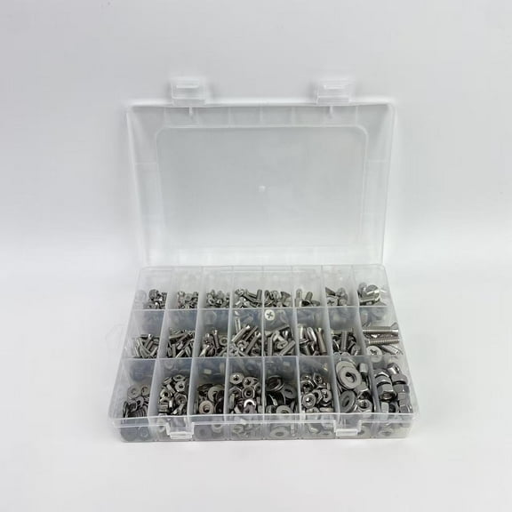 WANDEFU Bolts of metal,351Pcs Machine Screws Nuts and Bolts Assortment Kit, # 6-32# 8-32# 10-24 Phillips Pan Head Assorted 304 Stainless Steel Bolts Nuts Flat Washers Bolts with Case