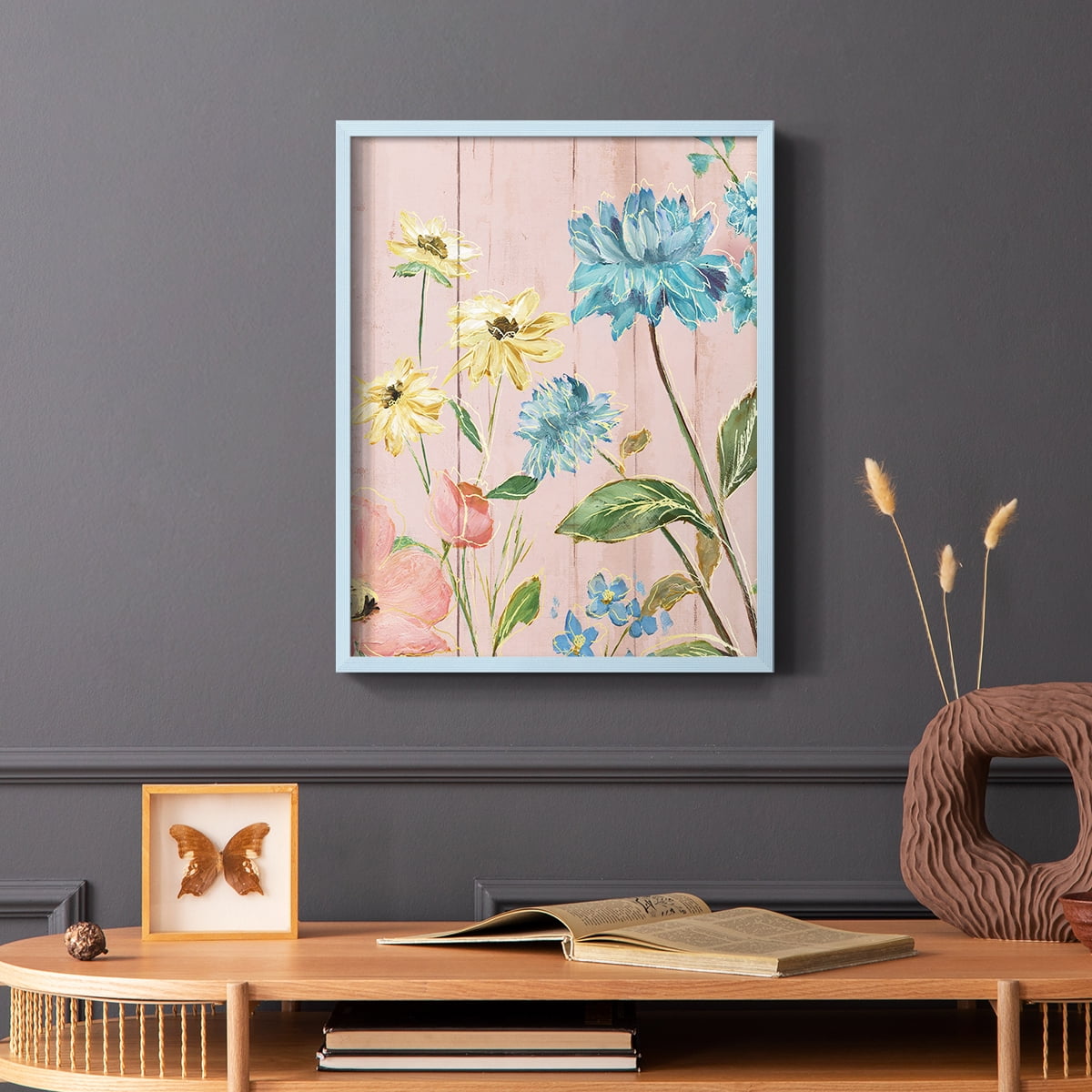 Wildflower Flutter IV Framed Print - Solid Wood in Single Picture Frame Solid Wood 2 Framed Print