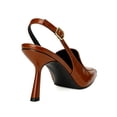 thumbnail image 2 of XYD Women Pointed Toe Slingback Pumps Stiletto Heels Buckled Back Strap Events Dinners Dress Shoes Size 13 Brown, 2 of 4