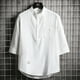 thumbnail image 1 of Camisetas Elvqul de Hombre Blanco Casual Liso Algodón Manga Corta con Solapa Botones, 1 of 3