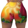thumbnail image 2 of Haiem Rose Psychedelic No Front Seam Biker Shorts for Women Yoga Workout Gym Bike Shorts with Tummy Control Moisture-Wicking-Medium, 2 of 9