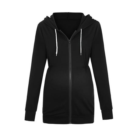 

Mnycxen Womens Maternity Pregnancy Casual Long Sleeve Zip Up Hoodie Sweatshirt with Pockets