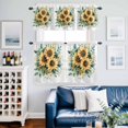 thumbnail image 2 of Summer Watercolor Sunflower Kitchen Curtains Valances and Tiers Set of 3 Yellow Retro Plant Tier Curtains and Valance with Rod Pocket for Small Windows, 27.5"x36", 2 of 9