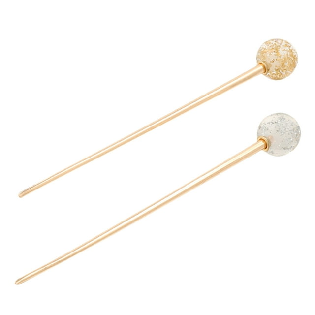 2 Pcs Épingle à Cheveux Simple Baguette Boule en Résine Accessoire Cheveux Fille