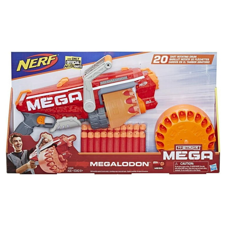 Megalodon Nerf N-Strike Mega Toy Blaster with 20 Official Nerf Mega  Whistler Darts