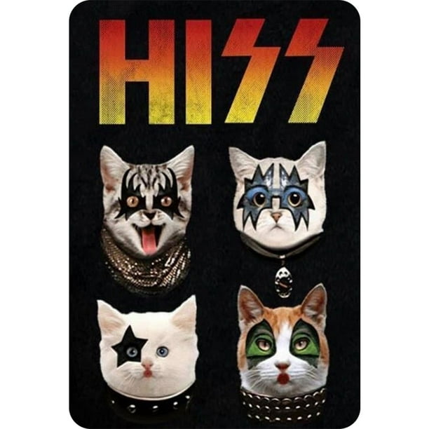 Placa Metal Vintage Gatos Pintura Hierro Rectangular Artística Pared para El 20x30cm