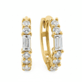 thumbnail image 6 of Vinali 14K Yellow Gold CZ Huggie Hoop Earrings, Round and Baguette Cut, 6 of 8