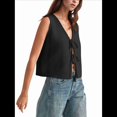 thumbnail image 2 of Gilet Sans Manches d'Été pour Femmes en Crochet avec Nœud devant Noir G, 2 of 10